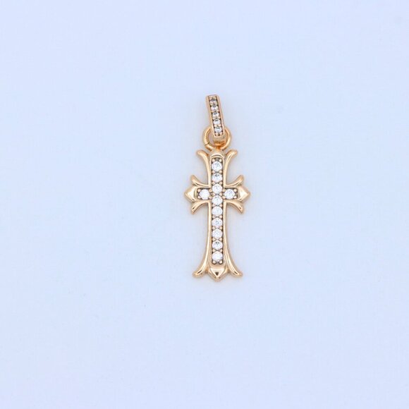 "Elegant Rose Gold Cross Pendant with Sparkling Accents, XPPT1629 - Picture 9 of 13